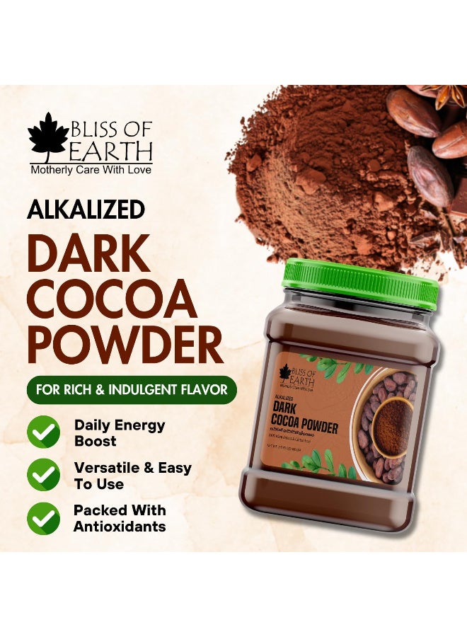 Bliss of Earth Dark Cocoa Powder 500g | Alkalized Unsweetened Cocoa Powder | Pure Baking Cocoa for Cakes, Brownies & Hot Chocolate | Vegan & Keto Friendly - Image 2